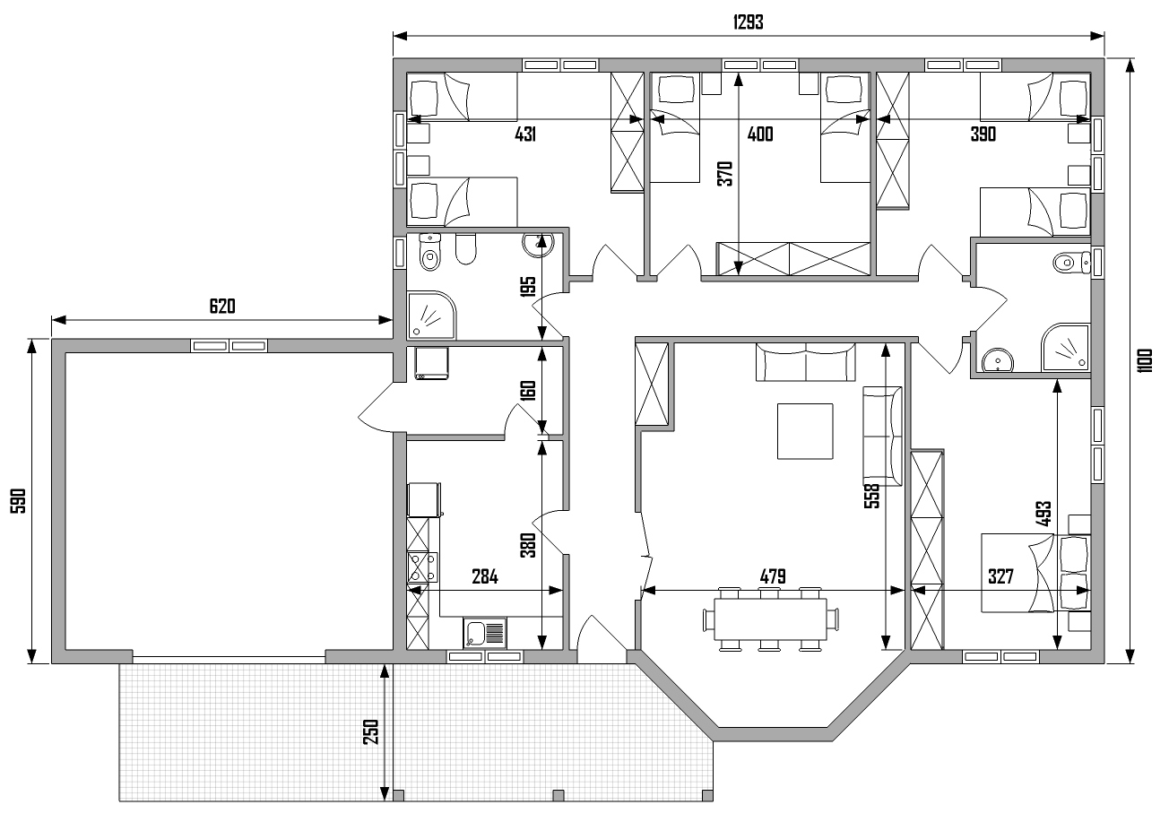 Casas de madera plano 